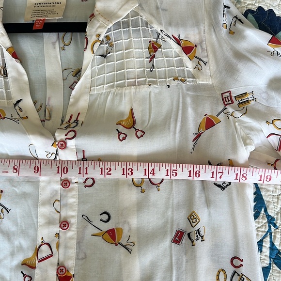 Anthropologie button down 3/4 sleeve cream top worn once - Picture 4 of 6